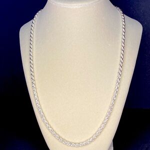 Solid 7 mm 925 Italian sterling silver rope necklace. 22” 27grams. New  unisex.